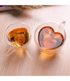 Стъклена  двуслойна чаша с форма Сърце
