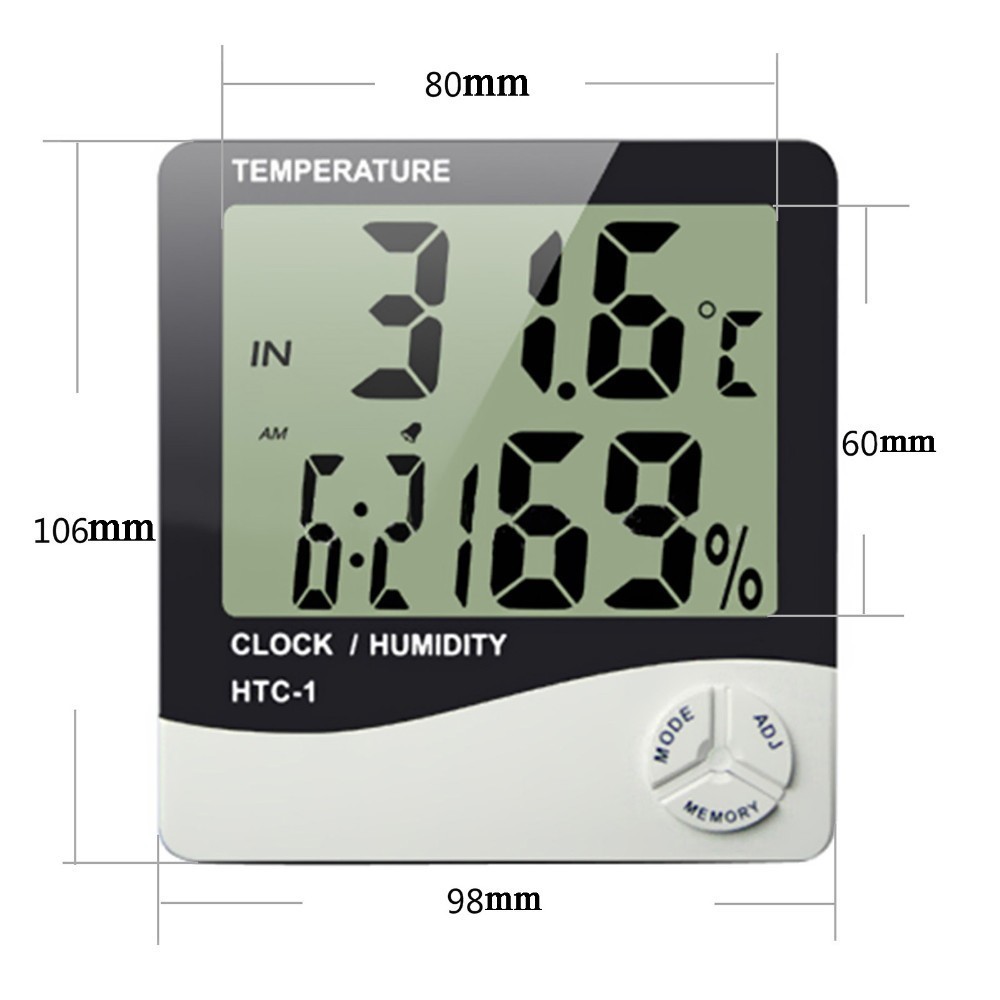 Дигитален часовник с термометър и влагомер