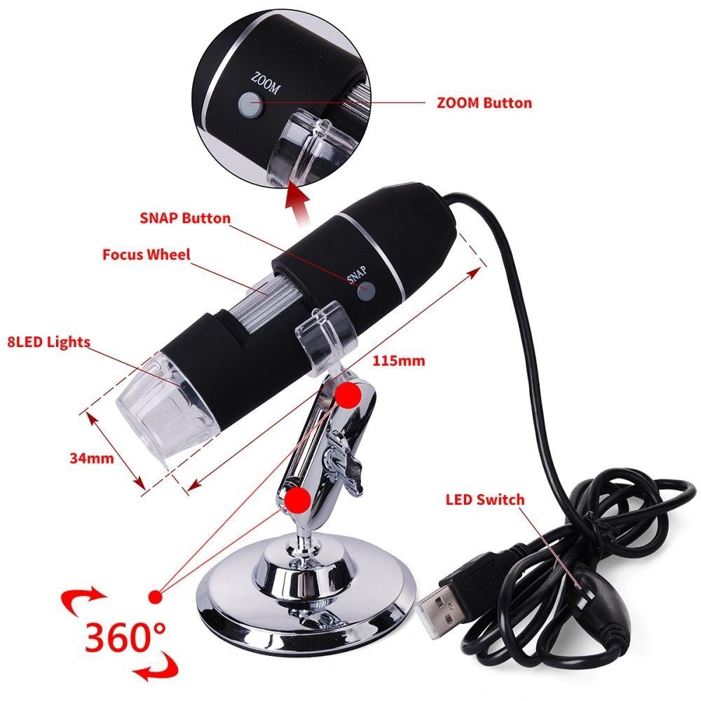 USB дигитален микроскоп 500Х / 1000Х