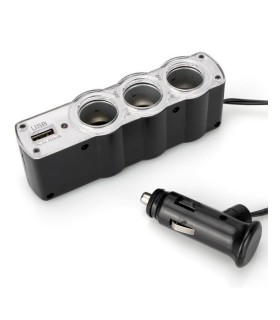 Адаптер за запалка с три гнезда и USB порт