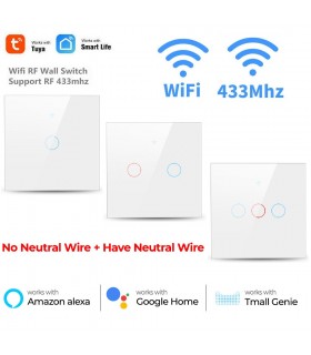 WiFi+RF смарт ключ за осветление със сензорен тъч панел