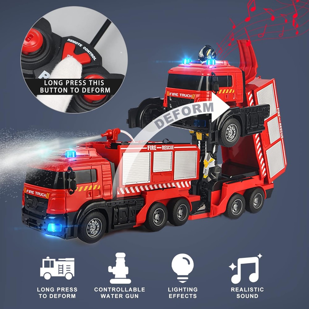 Пожарна кола трансформърс с вода и дистанционно - с акумулаторна батерия