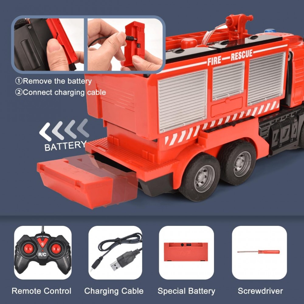 Пожарна кола трансформърс с вода и дистанционно - с акумулаторна батерия