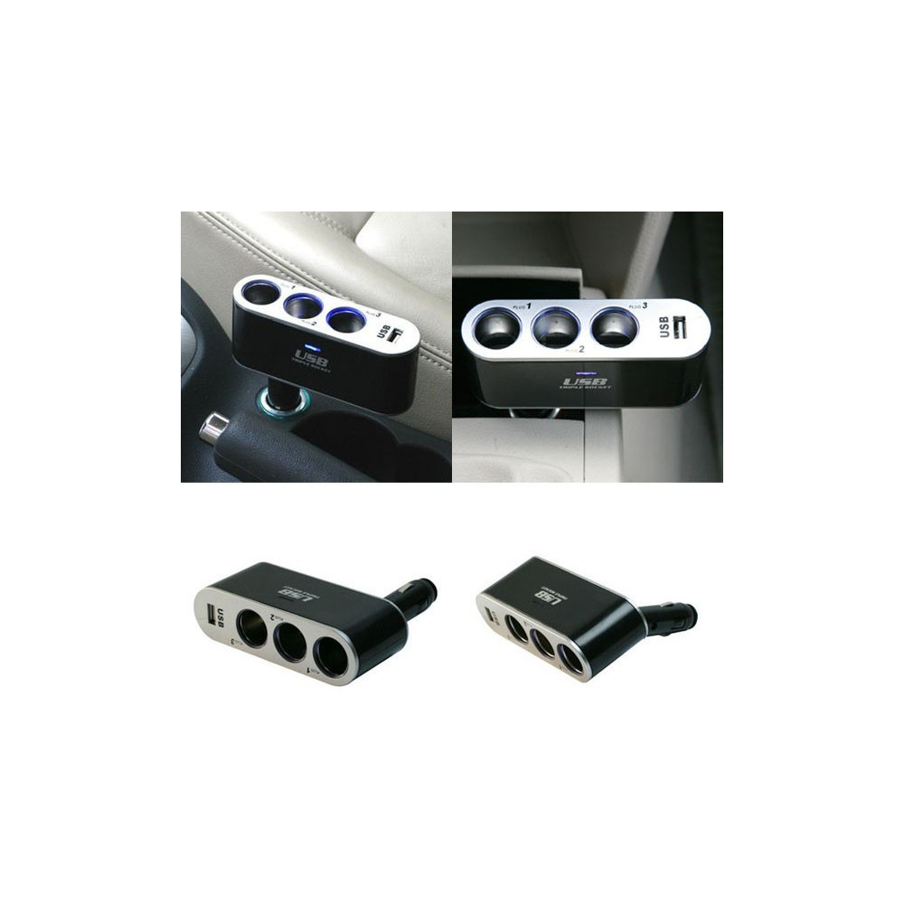 Разклонител за запалка за автомобил 3бр + USB