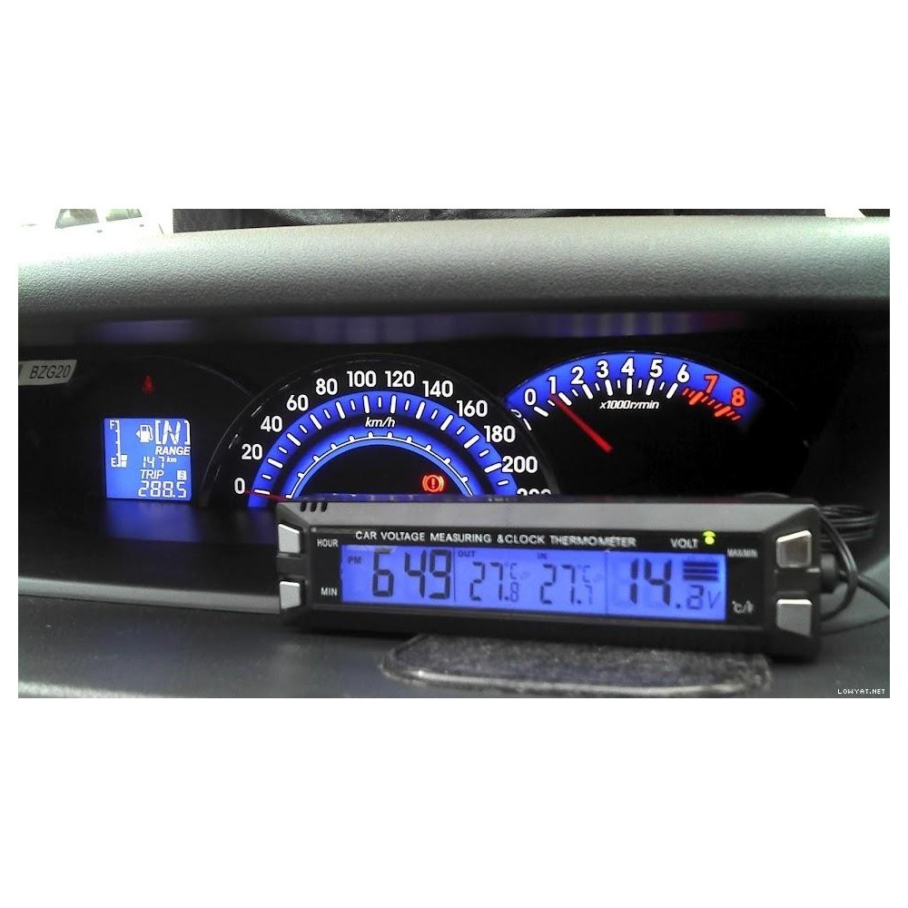 Волтметър за кола с часовник и термометър Е30