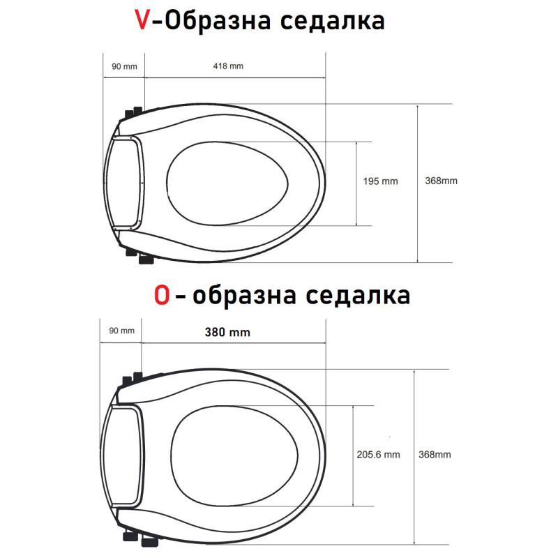 Капак биде за тоалетна чиния V-Образна