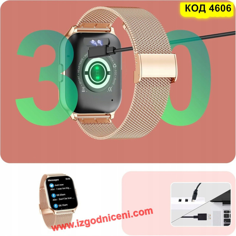 Смарт Часовник за Жени TechONE Wand Pro | Разговори & 2 Каишки
