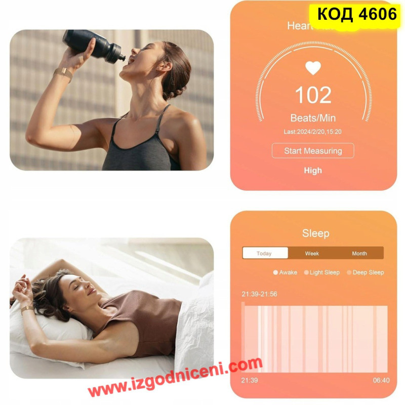 Смарт Часовник за Жени TechONE Wand Pro | Разговори & 2 Каишки