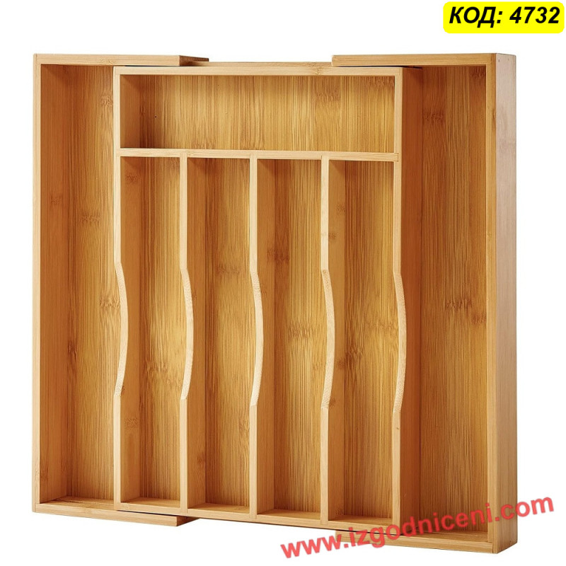 Регулируем бамбуков разделител за прибори - 26-40x36x5 см