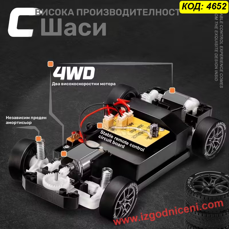 Количка с дистанционно за дрифт Порше 4WD – 20 км/ч Скорост, Пълен Комплект