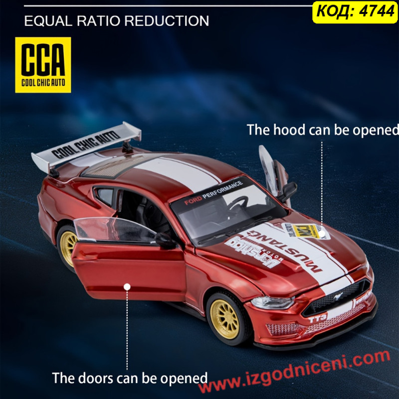 Метална количка Ford Mustang 1:24 | CCA Cool Chic Auto