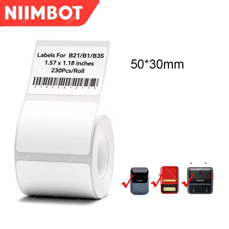 Термо етикети Niimbot 50x30 мм – бели самозалепващи етикети за B1 / B21 / B3S (230 бр.)