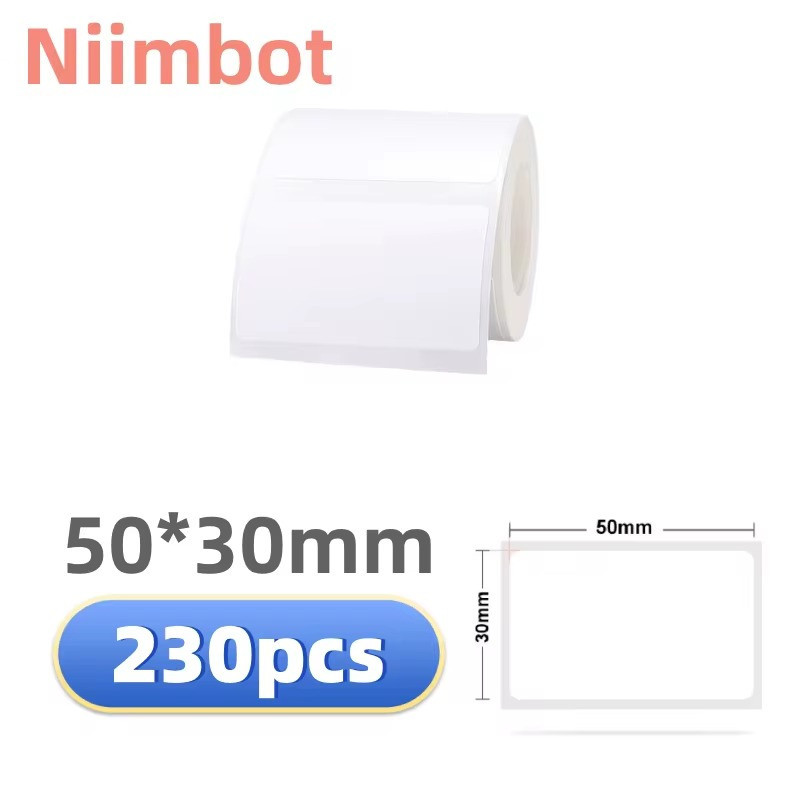 Термо етикети Niimbot 50x30 мм – бели самозалепващи етикети за B1 / B21 / B3S (230 бр.)