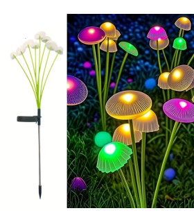 Соларна градинска декорация LED медузи и гъбки – RGB светлина