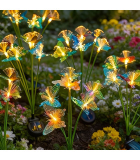 Декоративни соларни лампи за градина с пеперуди – RGB