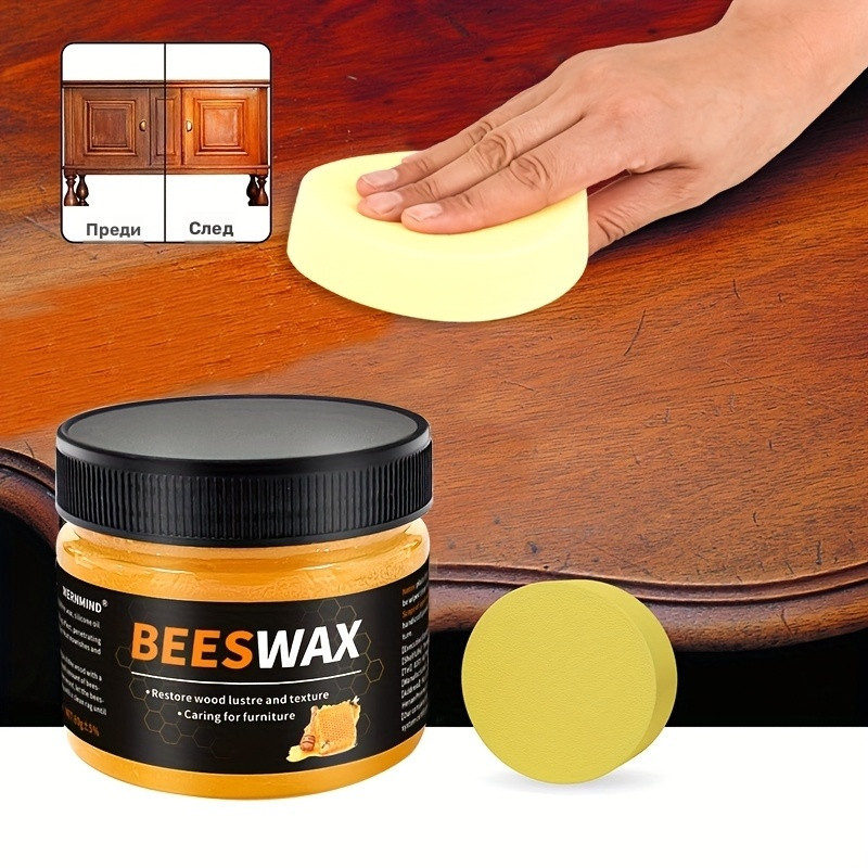 Вакса от пчелен восък за полиране и реставрация на дърво Bee Wax + Подарък Гъбичка