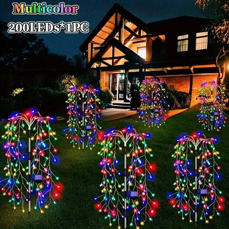 Соларна Градинска Лампа Водопад с 200 LED и RGB Светлина