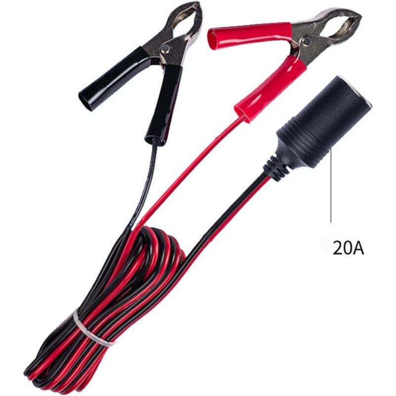 Разклонител за запалка за кола с щипки за акумулатор 20A 240W