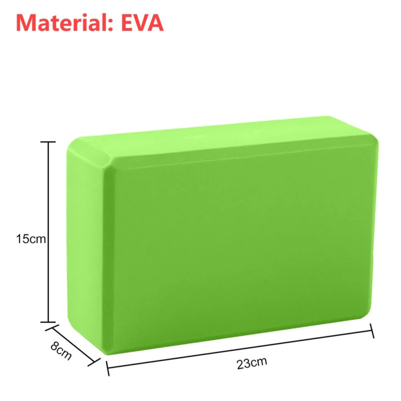 Зелено йога блокче от EVA пяна 23x15x7.5 см