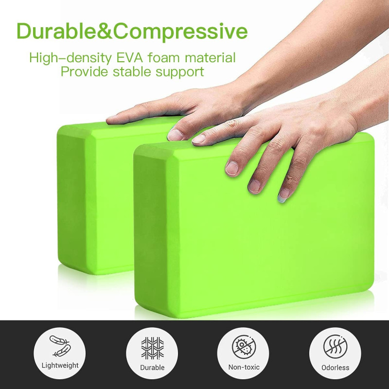 Зелено йога блокче от EVA пяна 23x15x7.5 см