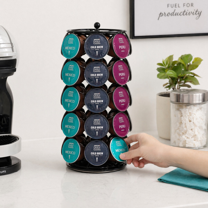 Въртяща стойка за 35 капсули Dolce Gusto, 360°, черна
