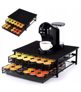 Двойно чекмедже за 72 капсули Dolce Gusto и поставка за кафемашина, черно