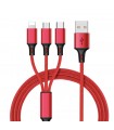 Универсален USB кабел 3 в 1 - USB-C, Micro-USB, Lightning