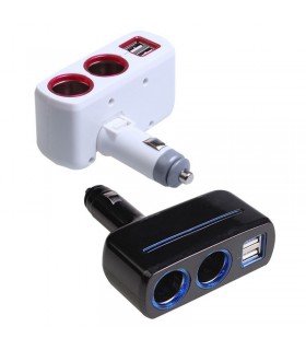 Разклонител за запалка на кола с 2 гнезда и 2 USB порта
