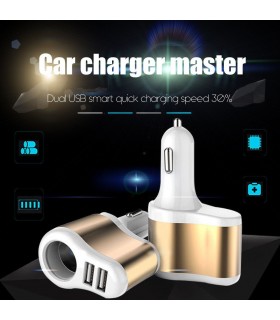 Зарядно за кола и камион с 2 бр. USB и 1 бр. куплунг